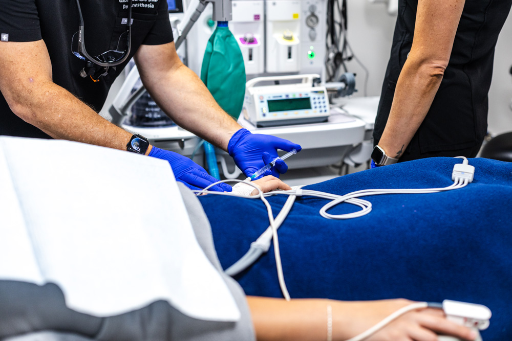 IV sedation being given to a dental patient